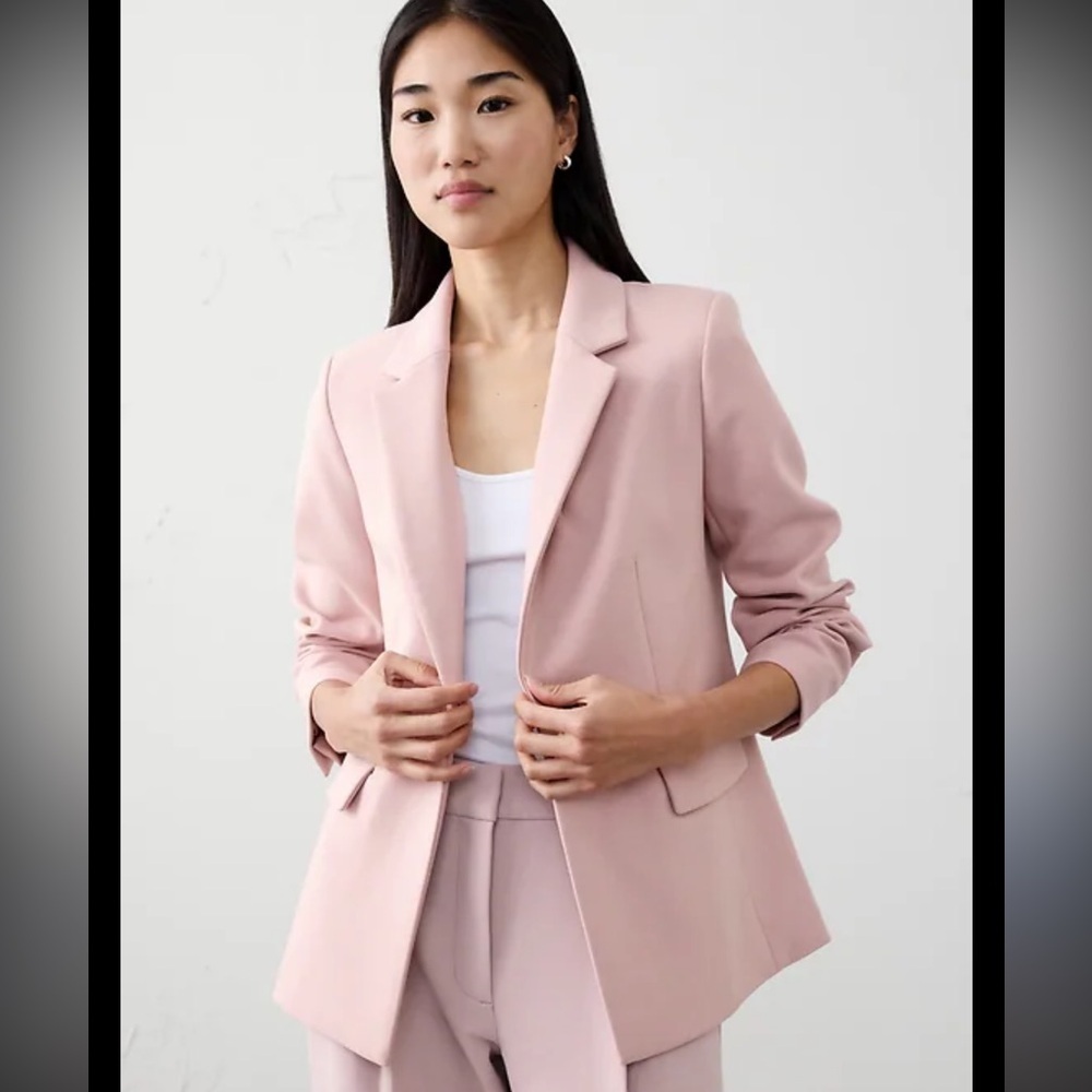 Banana Republic Pastel Pink Preppy One Button Front Two Pocket Classic Blazer 16